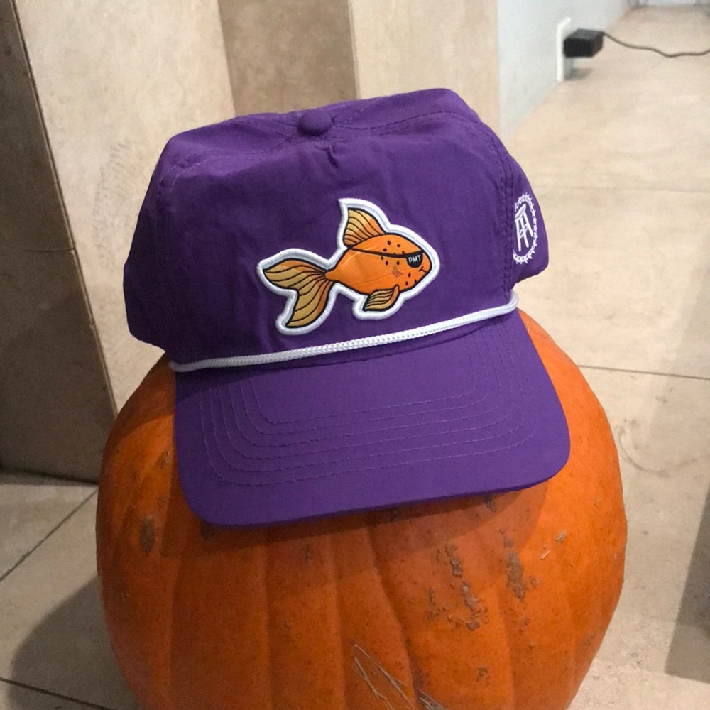 Purple gold fish hat